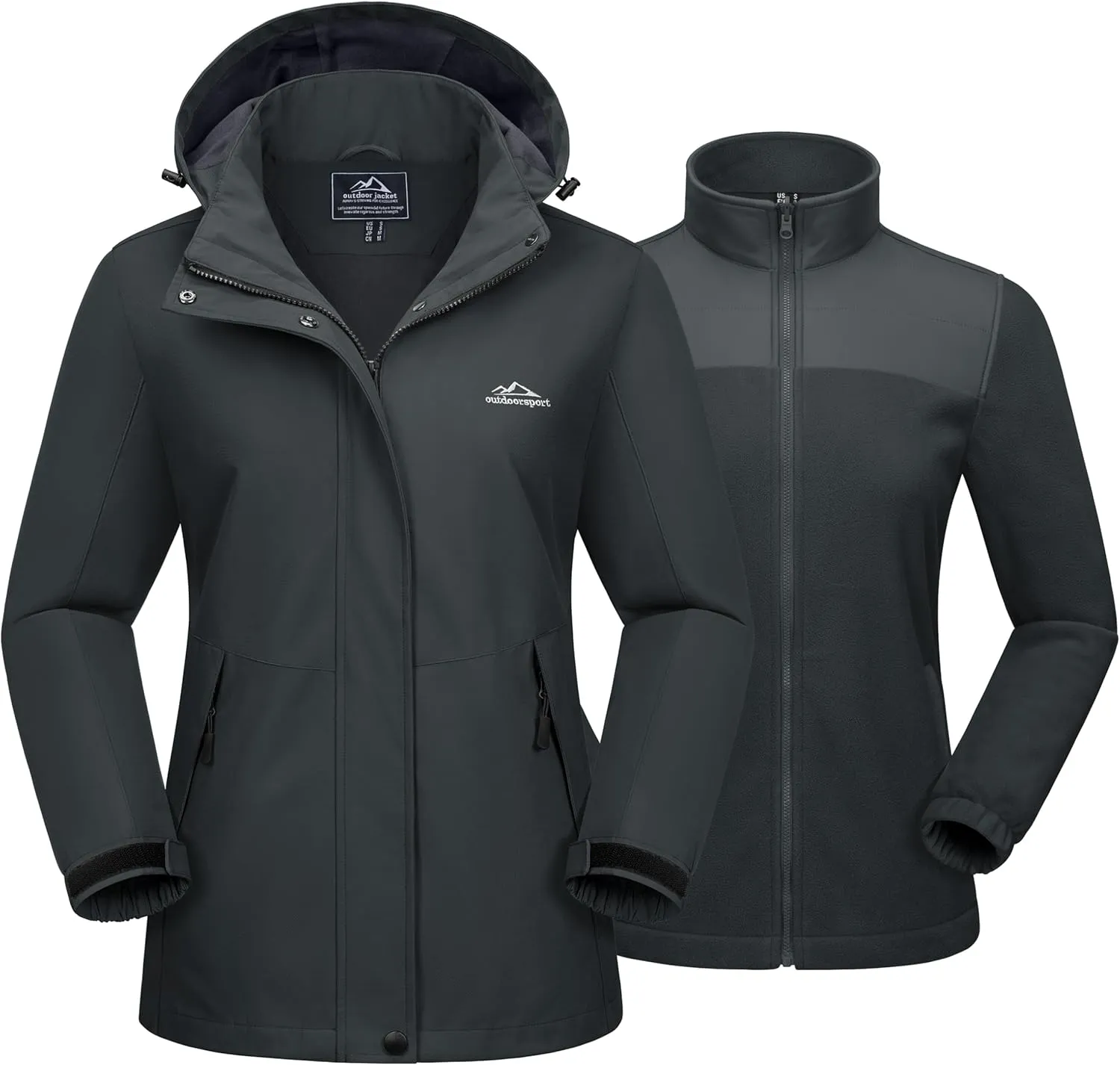 MAGCOMSEN Women's 3 in 1 Ski Jacket Water Resistant Winter Snow Coat Warm Fleece Lined Windproof Hiking Rain Outwear