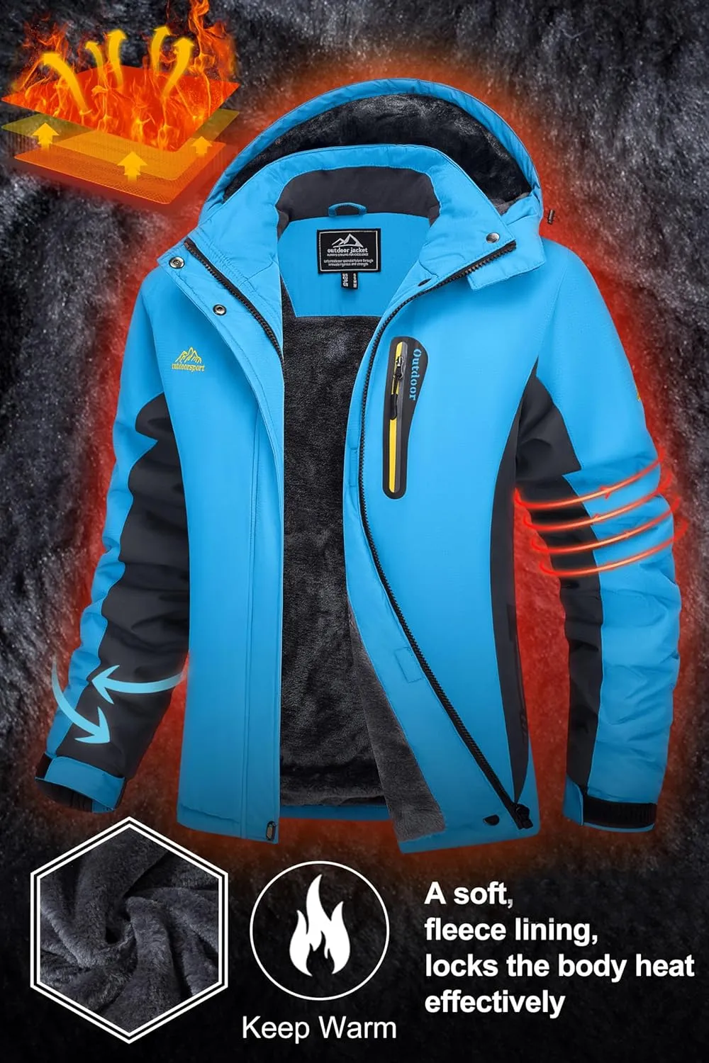 MAGCOMSEN Women's Ski Jackets Water Resistant Insulated Snow Jcakets Windproof Fleece Lined Winter Coats with Hood