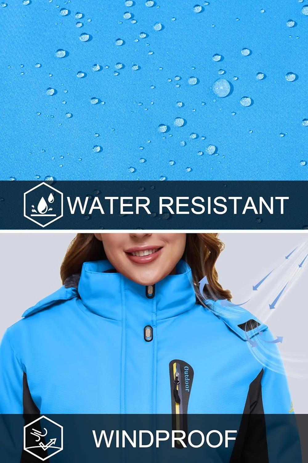 MAGCOMSEN Women's Ski Jackets Water Resistant Insulated Snow Jcakets Windproof Fleece Lined Winter Coats with Hood
