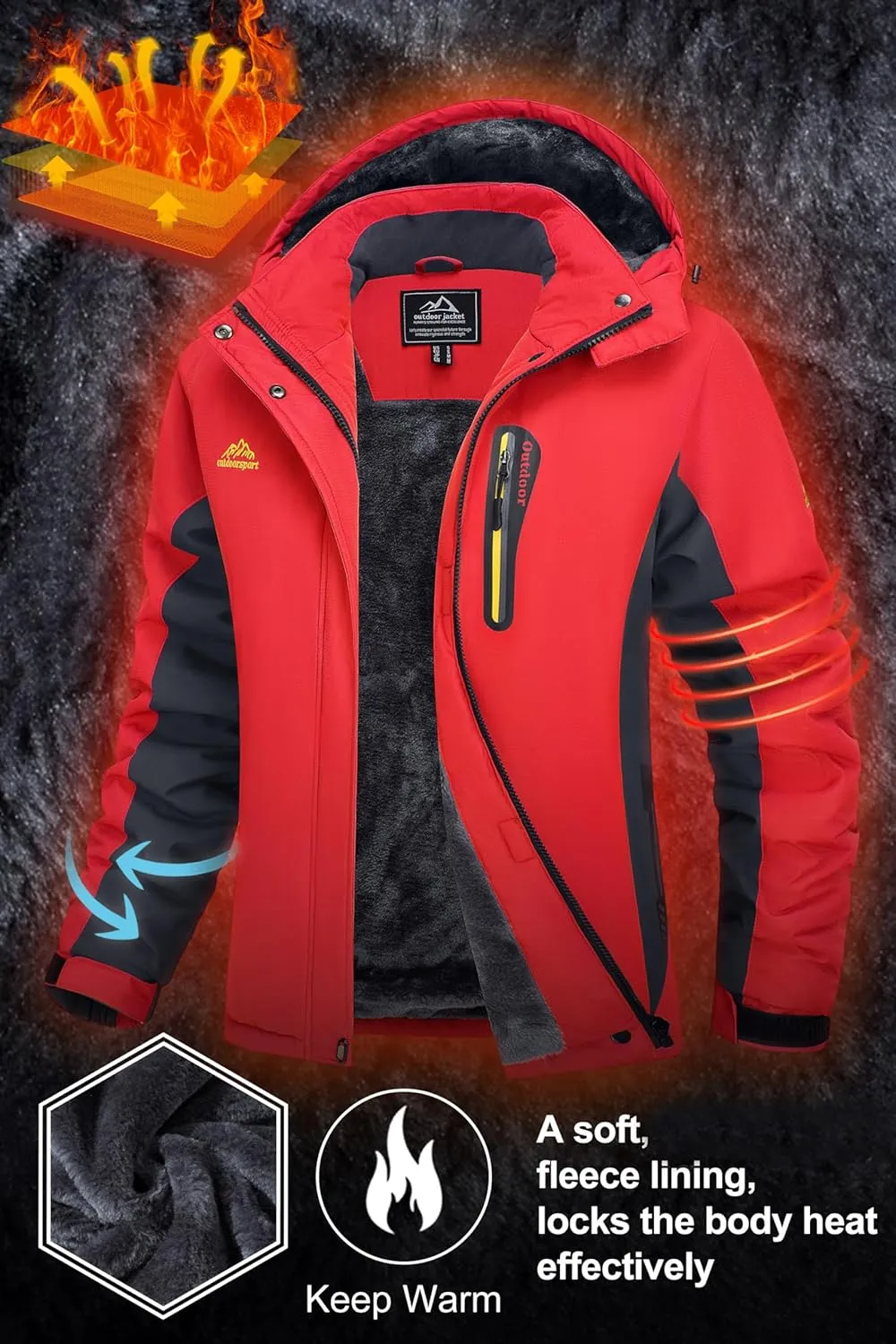 MAGCOMSEN Women's Ski Jackets Water Resistant Insulated Snow Jcakets Windproof Fleece Lined Winter Coats with Hood