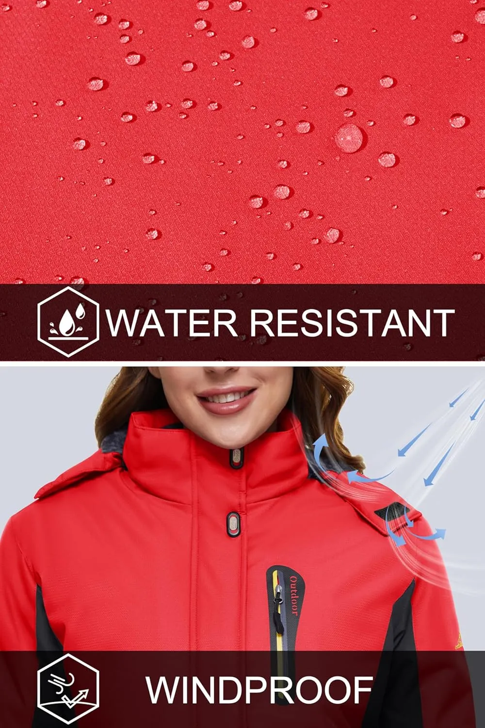 MAGCOMSEN Women's Ski Jackets Water Resistant Insulated Snow Jcakets Windproof Fleece Lined Winter Coats with Hood