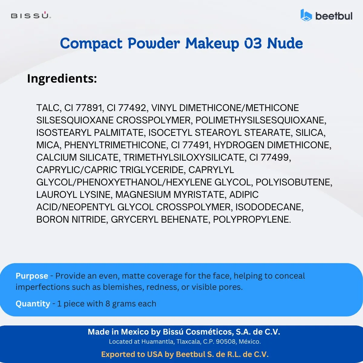 Makeup & Exfoliation Kit - Bissú Compact Powder   1 Medium Velvet Puff   2 Finger Puffs   1 Facial Exfoliating Sponge (03 Nude, One Size)