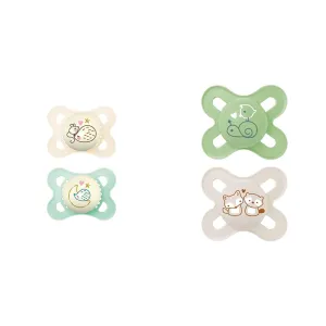 MAM Night Pacifiers with Glow-in-Dark Buttons, 0-6 Months (2 Pacifiers) and MAM Original Pacifiers, 0-3 Months (2 Count)