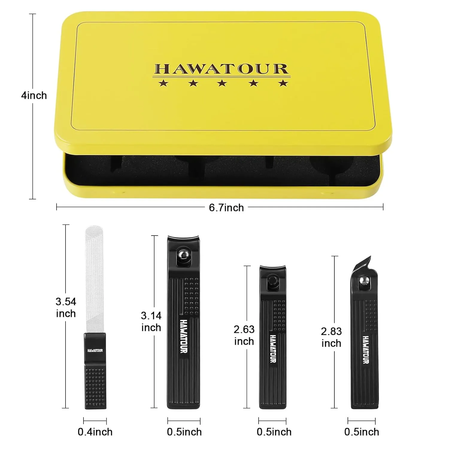 Manicure Set Pedicure Kit, Heavy Duty Zinc Alloy Stainless Steel Fingernail Clippers Toenail Clippers Nail File with Tin Case, Premium Manicure Tools for Nail Care, Black