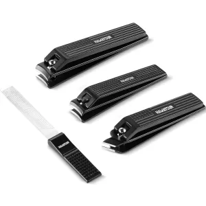 Manicure Set Pedicure Kit, Heavy Duty Zinc Alloy Stainless Steel Fingernail Clippers Toenail Clippers Nail File with Tin Case, Premium Manicure Tools for Nail Care, Black