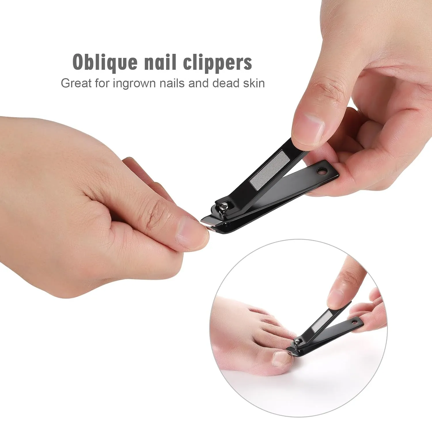 Manicure Set Pedicure Kit, Heavy Duty Zinc Alloy Stainless Steel Fingernail Clippers Toenail Clippers Nail File with Tin Case, Premium Manicure Tools for Nail Care, Black