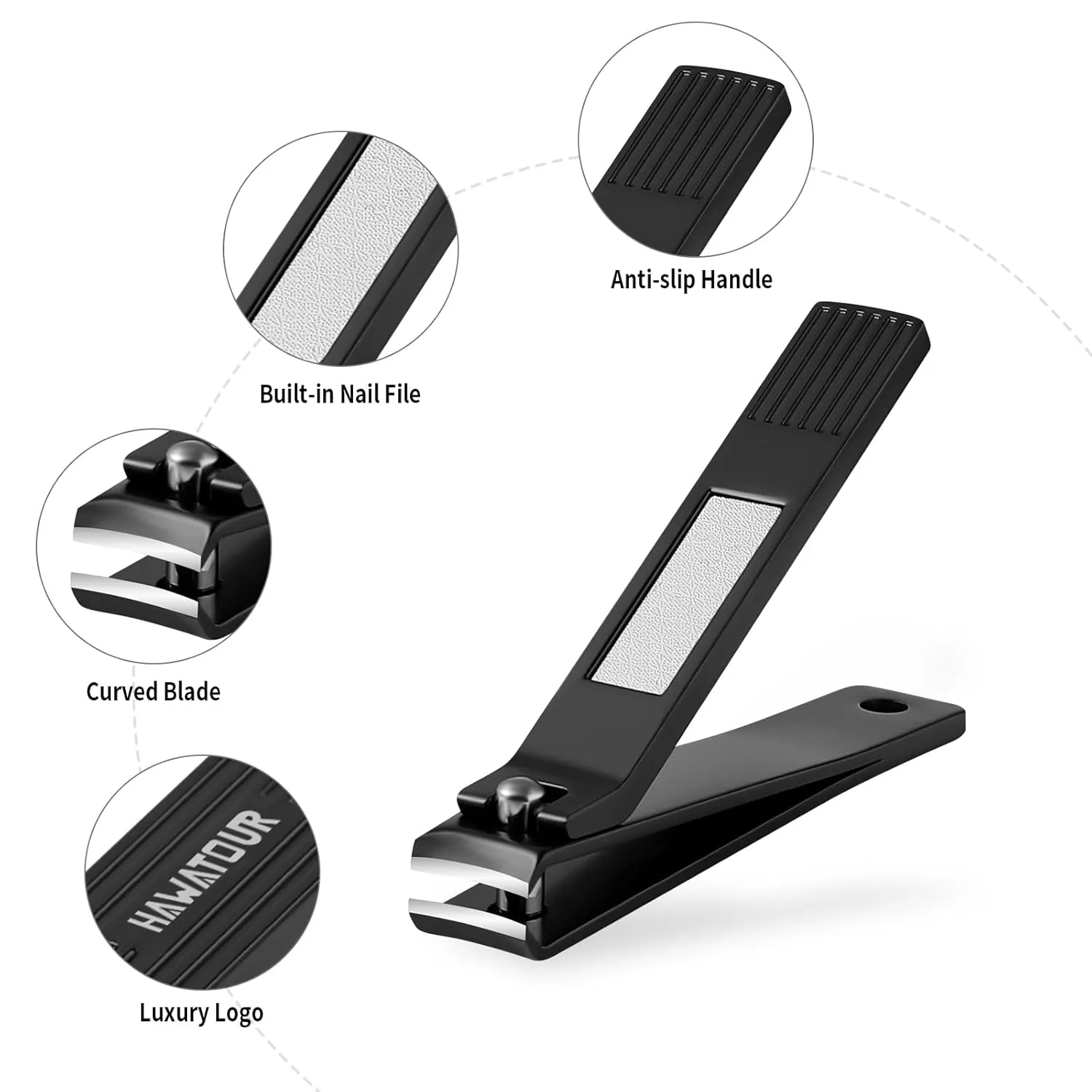 Manicure Set Pedicure Kit, Heavy Duty Zinc Alloy Stainless Steel Fingernail Clippers Toenail Clippers Nail File with Tin Case, Premium Manicure Tools for Nail Care, Black