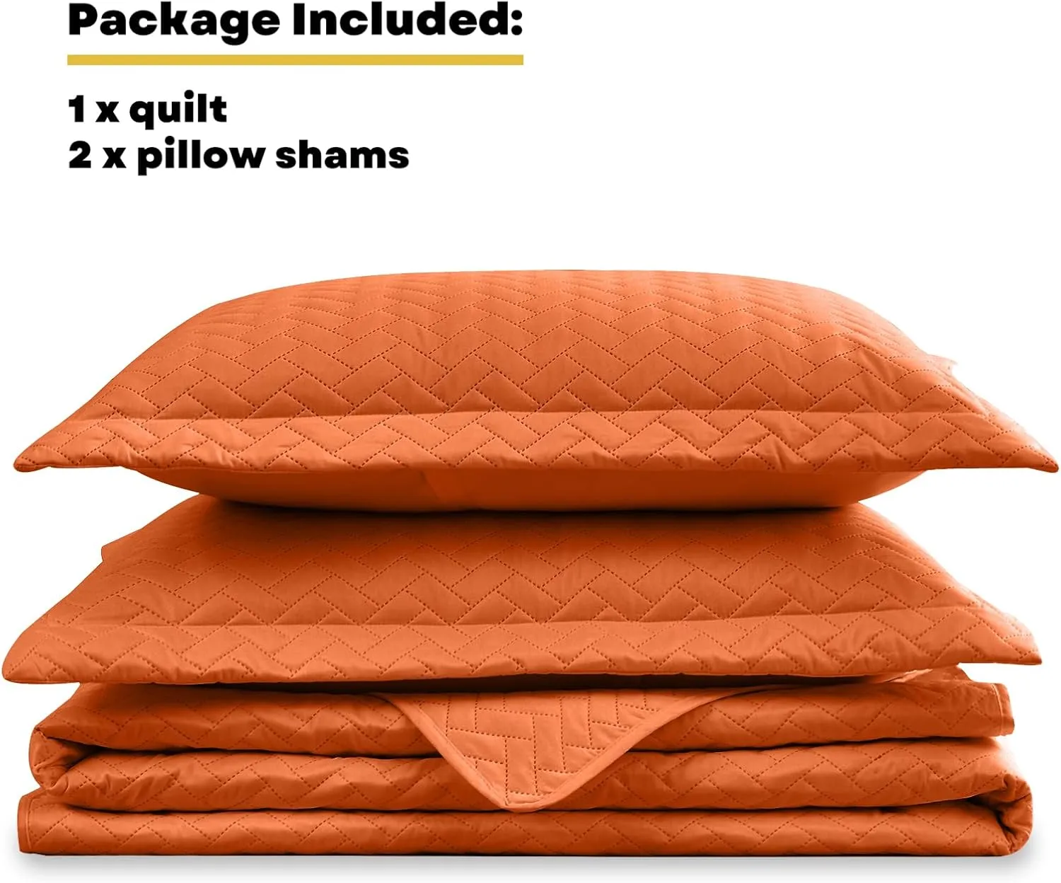 Maple&Stone Quilt Set Queen Size, Burnt Orange Lightweight Bedspread Ultrasonic Chevron Pattern Light Coverlet for All Season Comforter Bedding Decor - 3 Piece Queen Bed Cover Sets