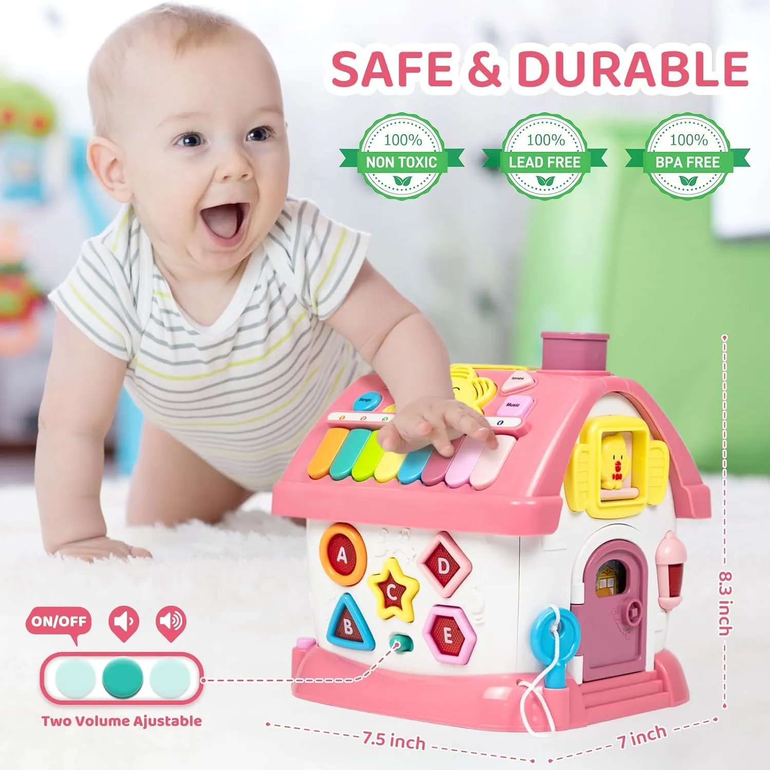 Marstone Toddler Toys for 1 2 Year Old Girl Gifts, First 1st Birthday Gifts for Girls and Boys, 8-in-1 Musical Learning House Montessori Baby Toys 6-12 12-18 Months, Educational Toddler for Ages 0-2