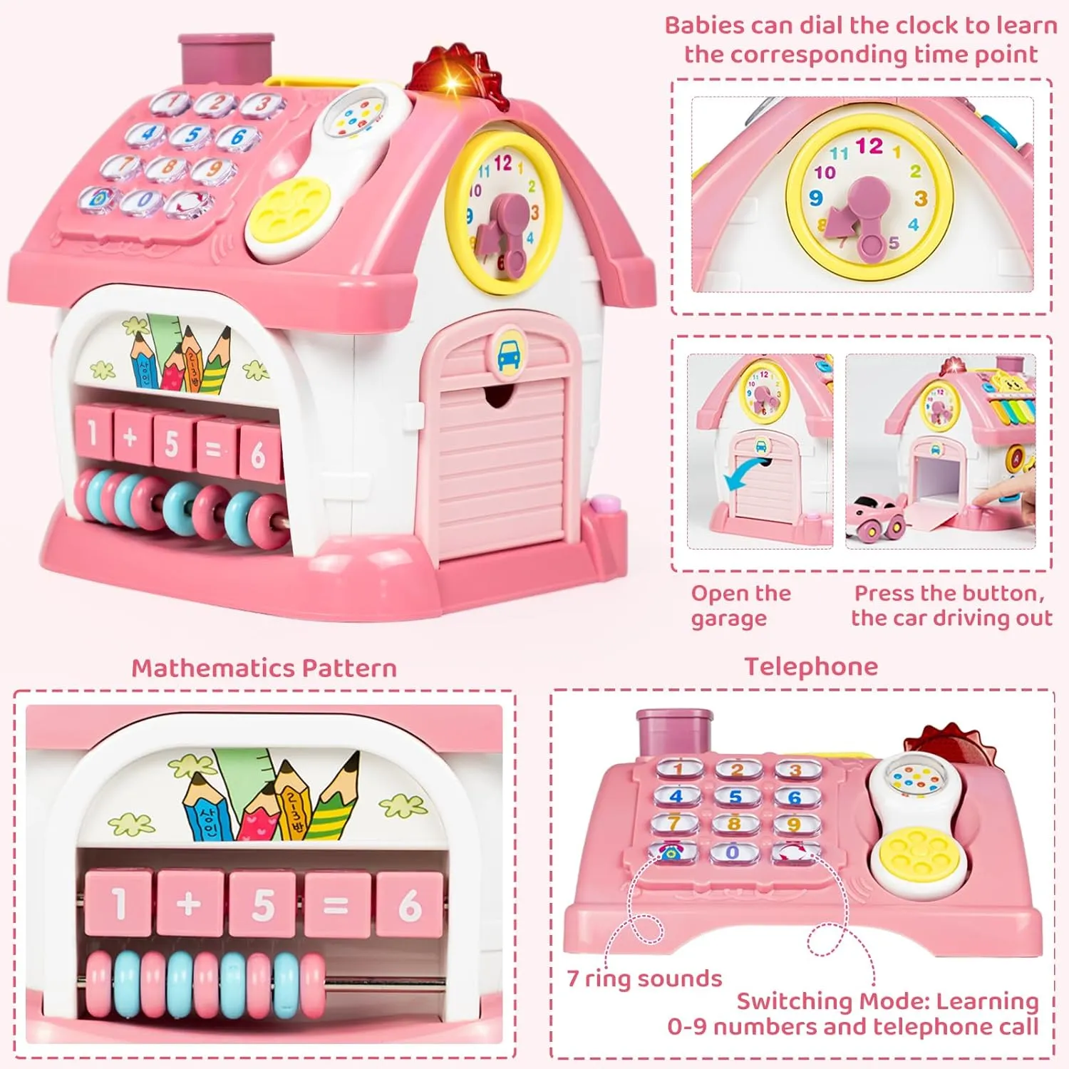 Marstone Toddler Toys for 1 2 Year Old Girl Gifts, First 1st Birthday Gifts for Girls and Boys, 8-in-1 Musical Learning House Montessori Baby Toys 6-12 12-18 Months, Educational Toddler for Ages 0-2