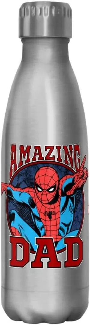 Marvel Amazing Dad 17 oz Stainless Steel Water Bottle, 17 Ounce, Multicolored