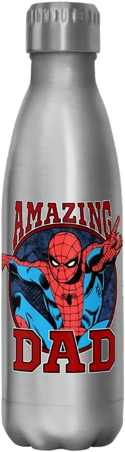 Marvel Amazing Dad 17 oz Stainless Steel Water Bottle, 17 Ounce, Multicolored