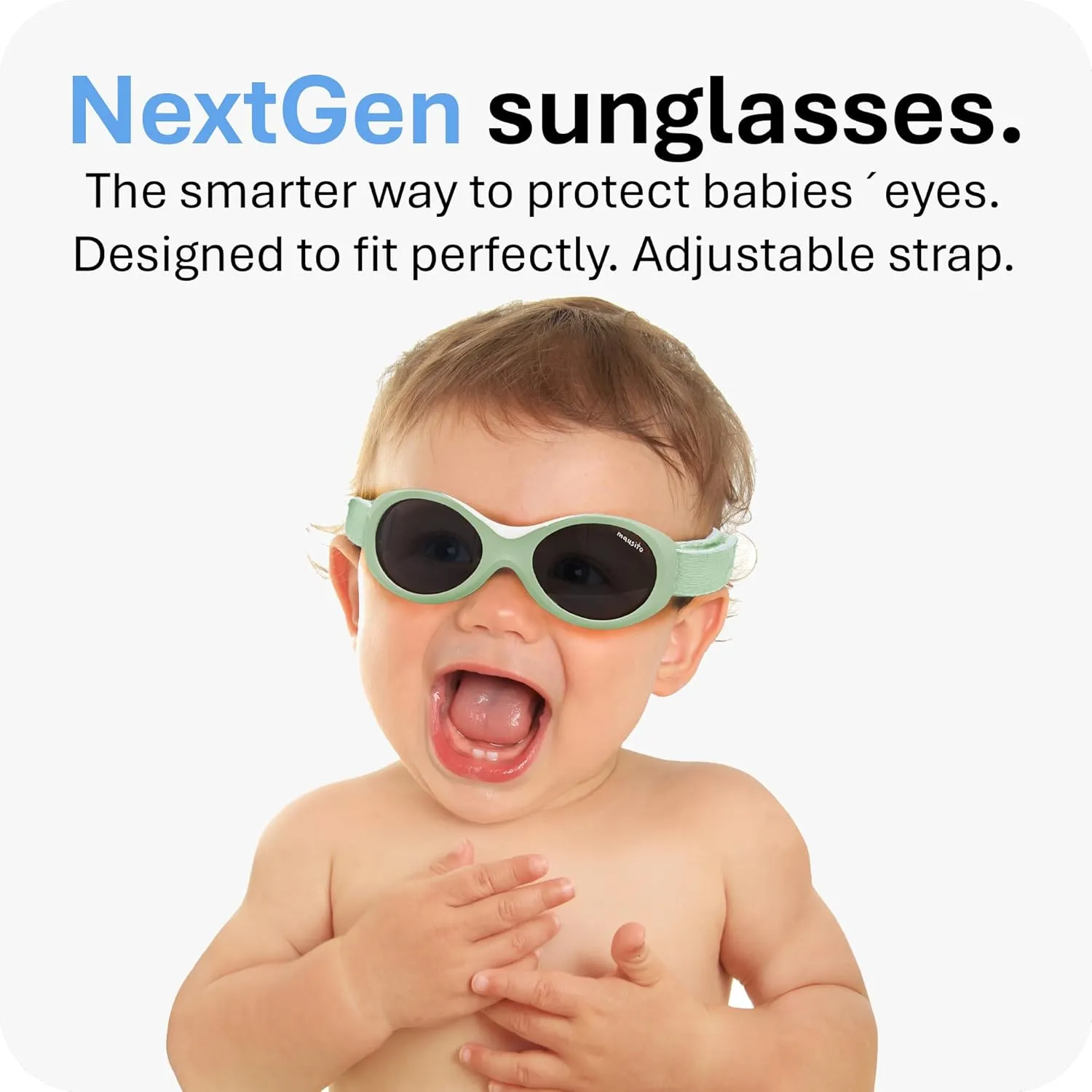 Mausito BABY sunglasses 0-24 months | Flexible BPA-Free infant sunglasses with adjustable strap | 100% UV Protection Sunnies