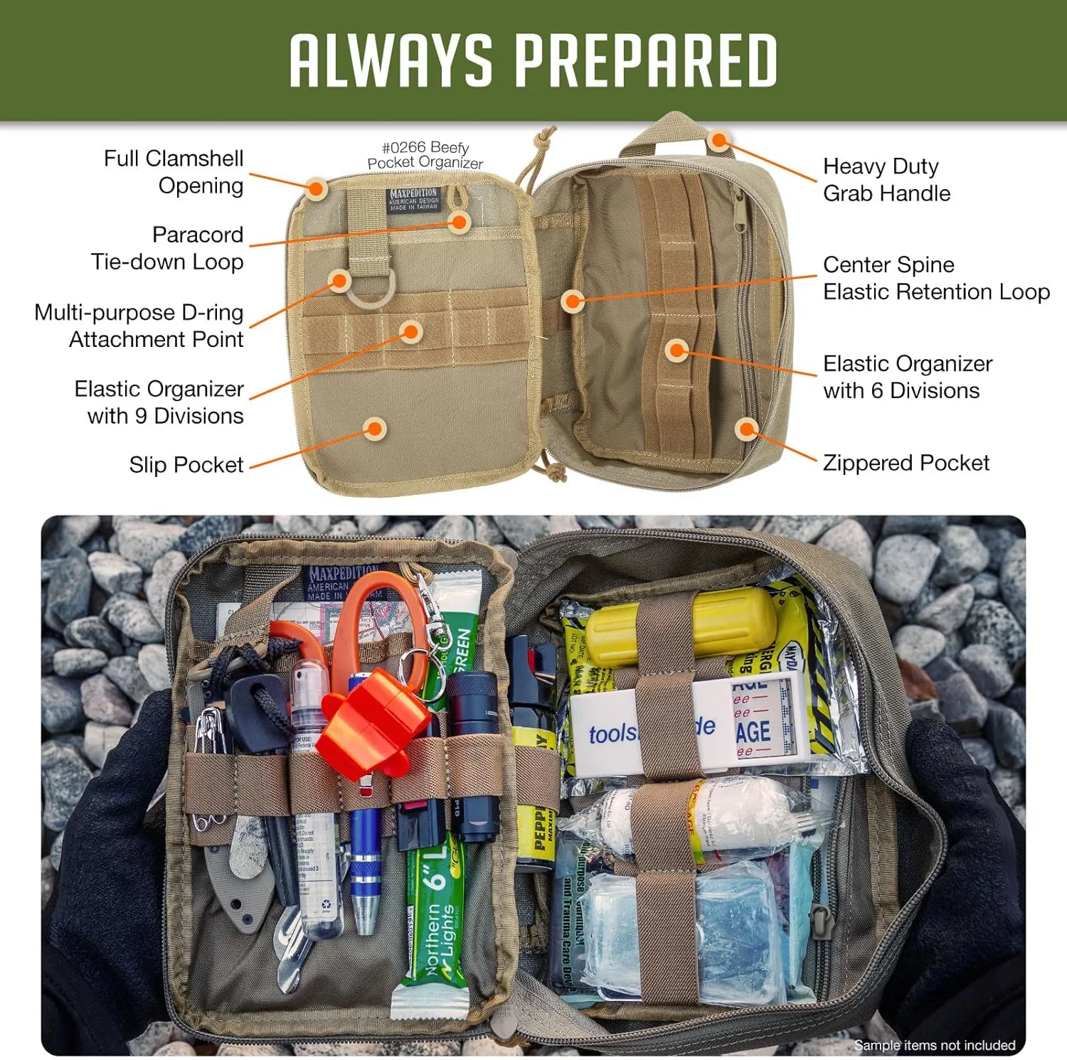 MAXPEDITION Beefy Pocket Organizer, Compact, MOLLE-Compatible, 1000D Nylon Tactical Pouch, Everyday Carry Tool and Gear Storage for Outdoor, Tactical, Survival, 0266