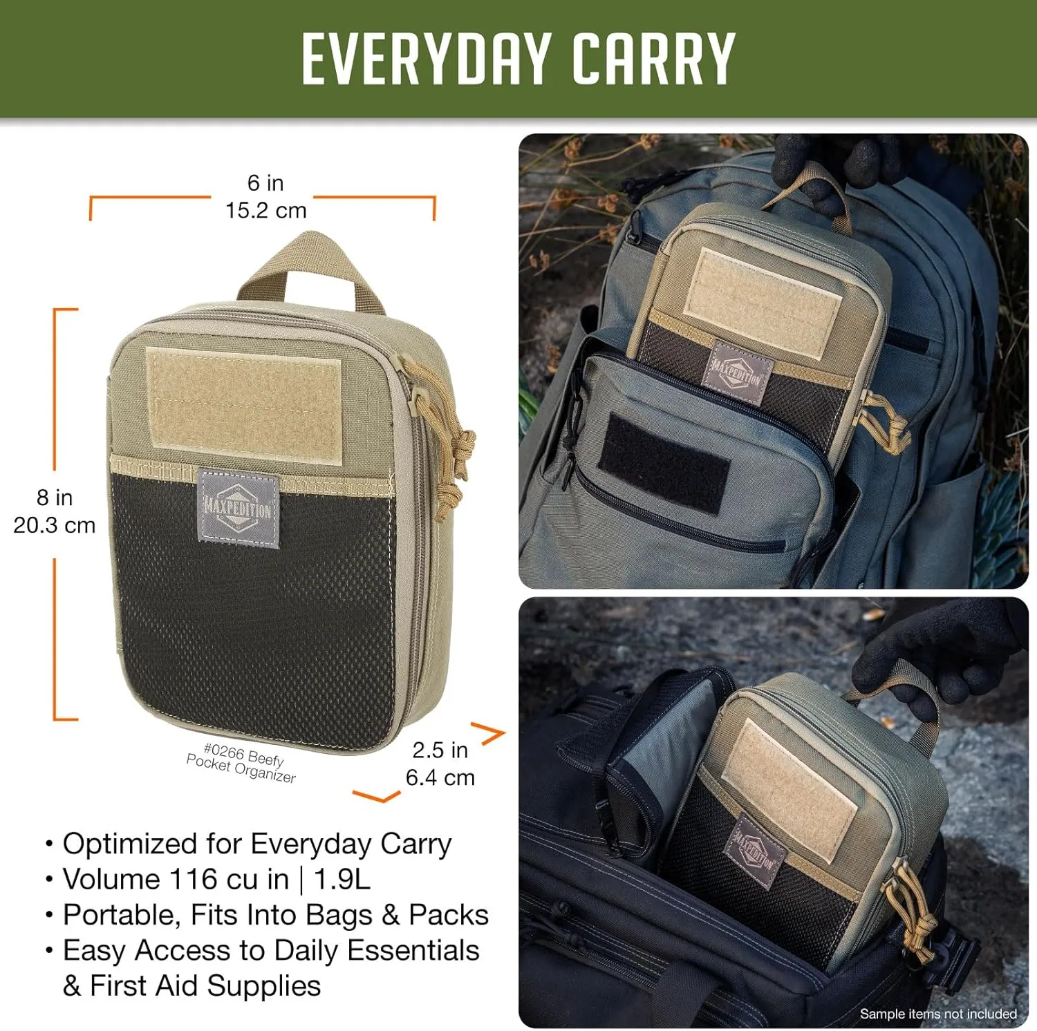 MAXPEDITION Beefy Pocket Organizer, Compact, MOLLE-Compatible, 1000D Nylon Tactical Pouch, Everyday Carry Tool and Gear Storage for Outdoor, Tactical, Survival, 0266