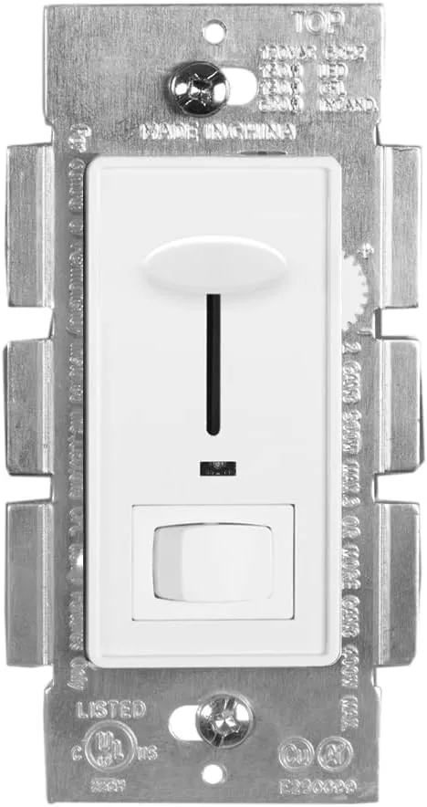 Maxxima Dimmer Electrical Light Switch - Featuring Blue Indicator Light, LED Compatible, 3-Way/Single Pole Use, 600 Watt Max, Dimmable Lamp and Lighting Control, Wall Plate Included - 2 Pack