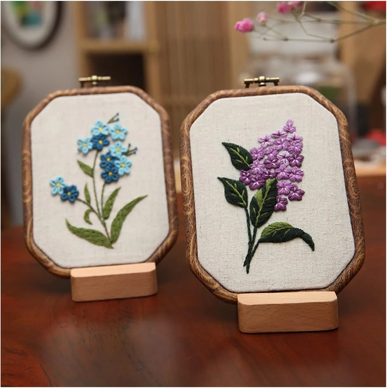 Maydear 3 Sets Embroidery kit for Beginners Adults,Embroidery Kit Punch Needle Kit Cross Stitch Kits with Embroidery Hoop and Instructions,Hand Embroidery Starter Kit (A Cross Stitch Set)