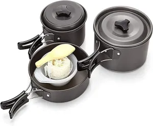 MDybf Camping Kitchen Cooking Utensil Set, Portable Compact Equipment, Outdoor Cooking Utensil Set, Suitable for Barbecue Camping, Black Handle