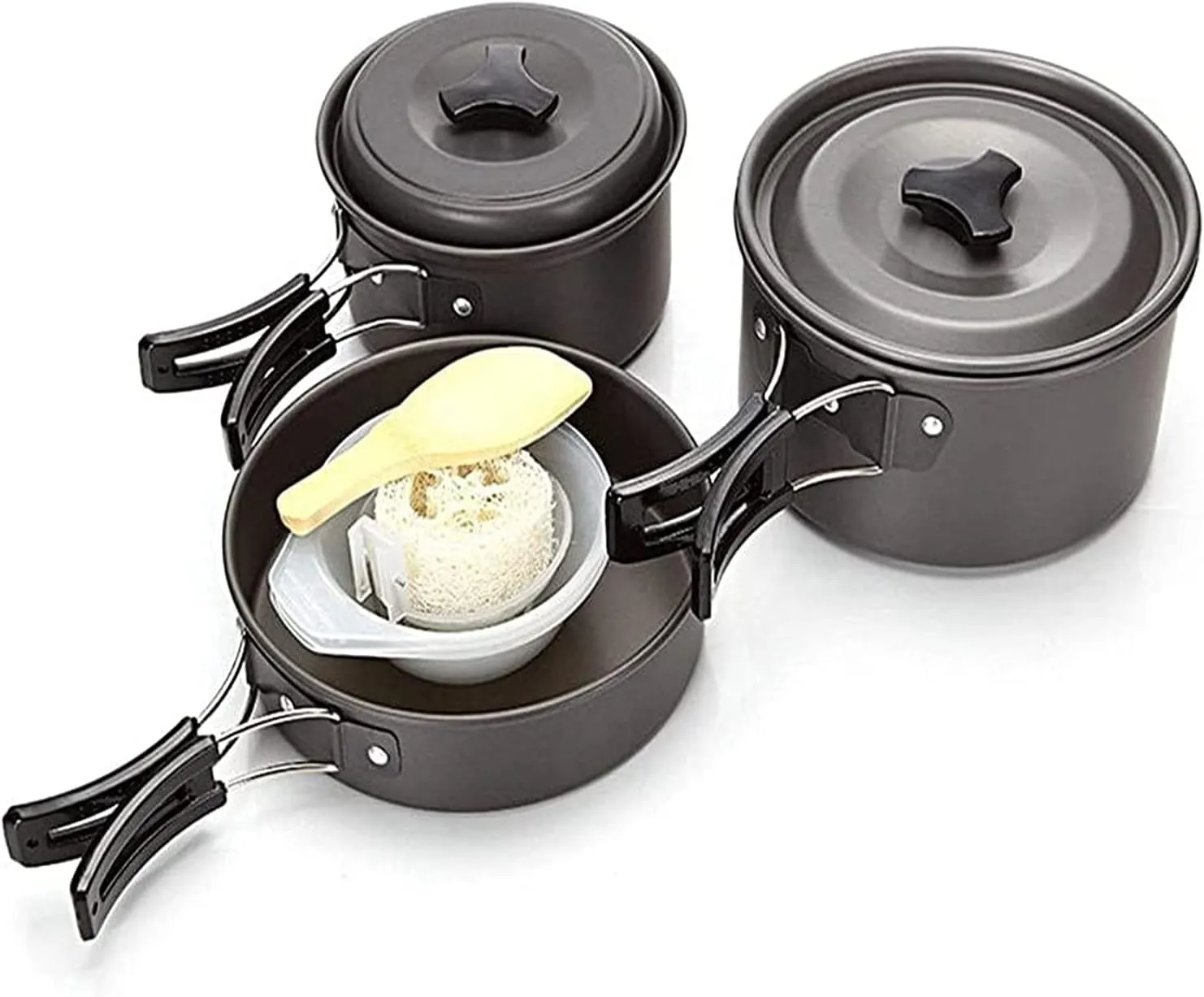 MDybf Camping Kitchen Cooking Utensil Set, Portable Compact Equipment, Outdoor Cooking Utensil Set, Suitable for Barbecue Camping, Black Handle