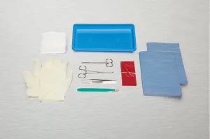 Medline Sterile Debridement Trays, Includes Iris Scissors, Forceps, Gauze, Scalpel, Gloves & More, Case of 28 Each