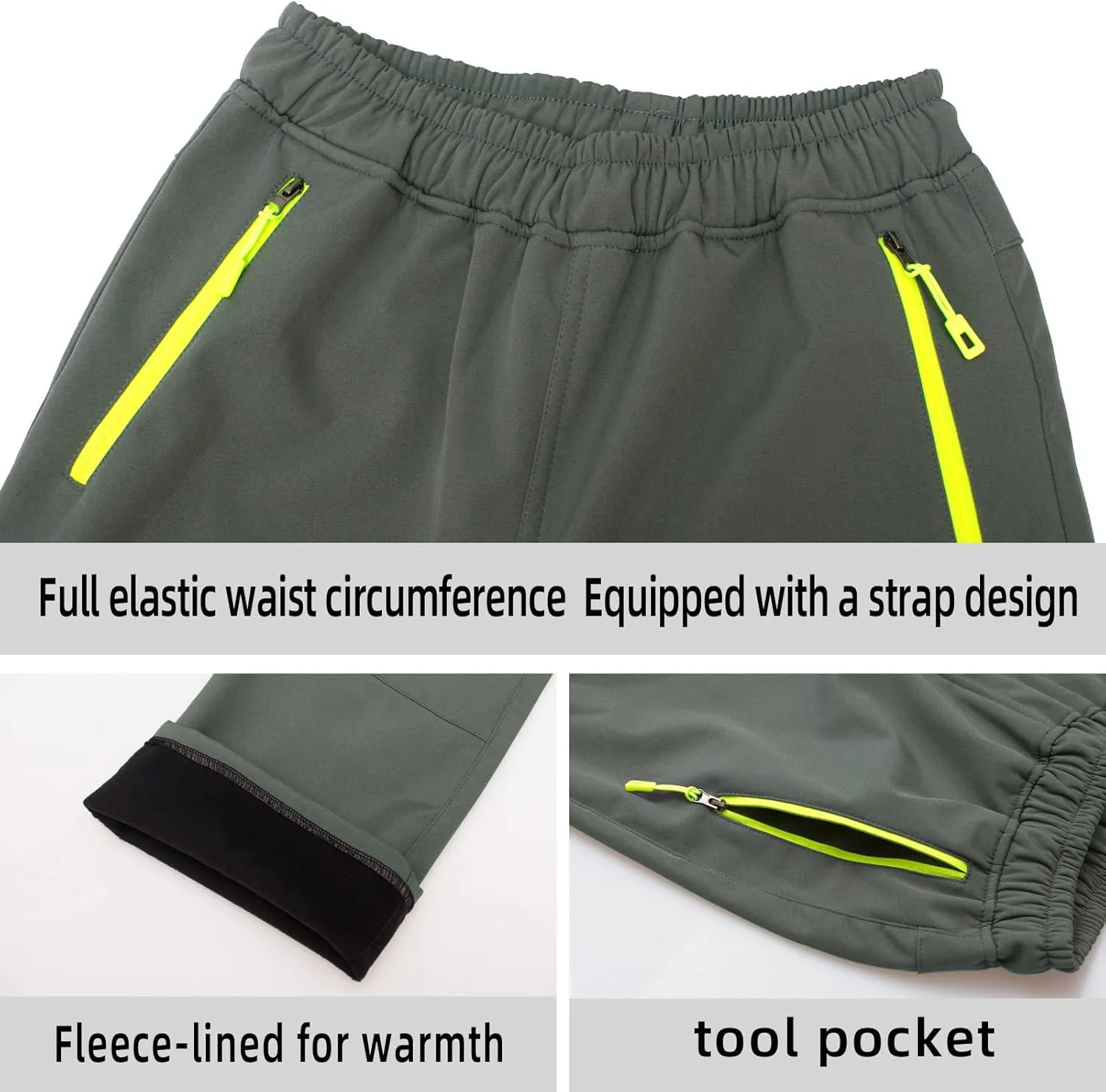 MEILONGER Boys Girls Softshell Hiking Pants Fleece Lined Skiing Snow Pants Kids Outdoor Trousers