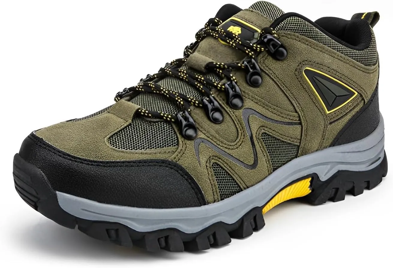 Men Hiking Shoes Waterproof Lightweight Outdoor Work Shoes Non-Slip Breathable Trailing Trekking Walking Sneakers Low Top Boots