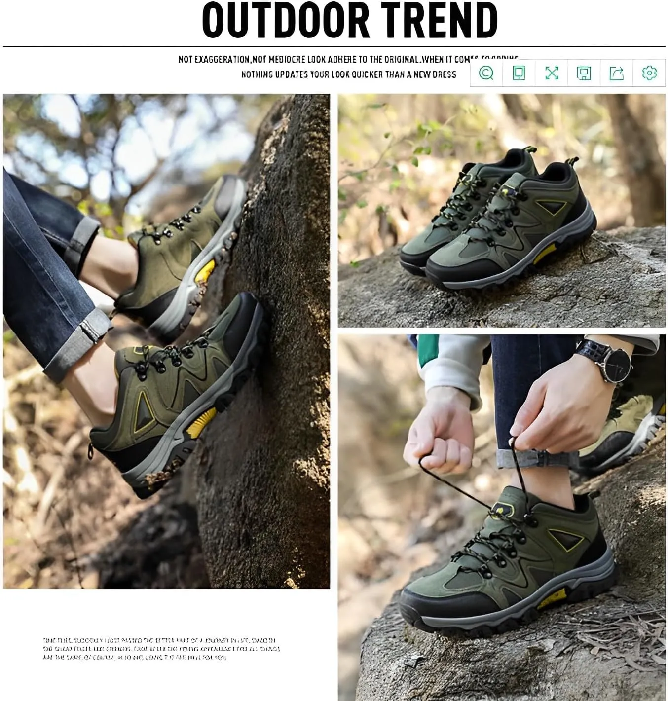 Men Hiking Shoes Waterproof Lightweight Outdoor Work Shoes Non-Slip Breathable Trailing Trekking Walking Sneakers Low Top Boots