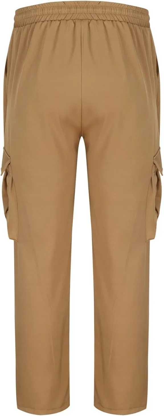 Mens Cargo Pants Casual Regular Fit Drawstring Elastic Waist Pants for Men Sports Athletic Work Outdoor Trousers