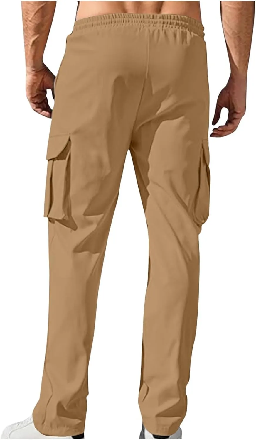 Mens Cargo Pants Casual Regular Fit Drawstring Elastic Waist Pants for Men Sports Athletic Work Outdoor Trousers