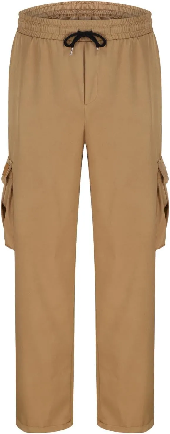 Mens Cargo Pants Casual Regular Fit Drawstring Elastic Waist Pants for Men Sports Athletic Work Outdoor Trousers