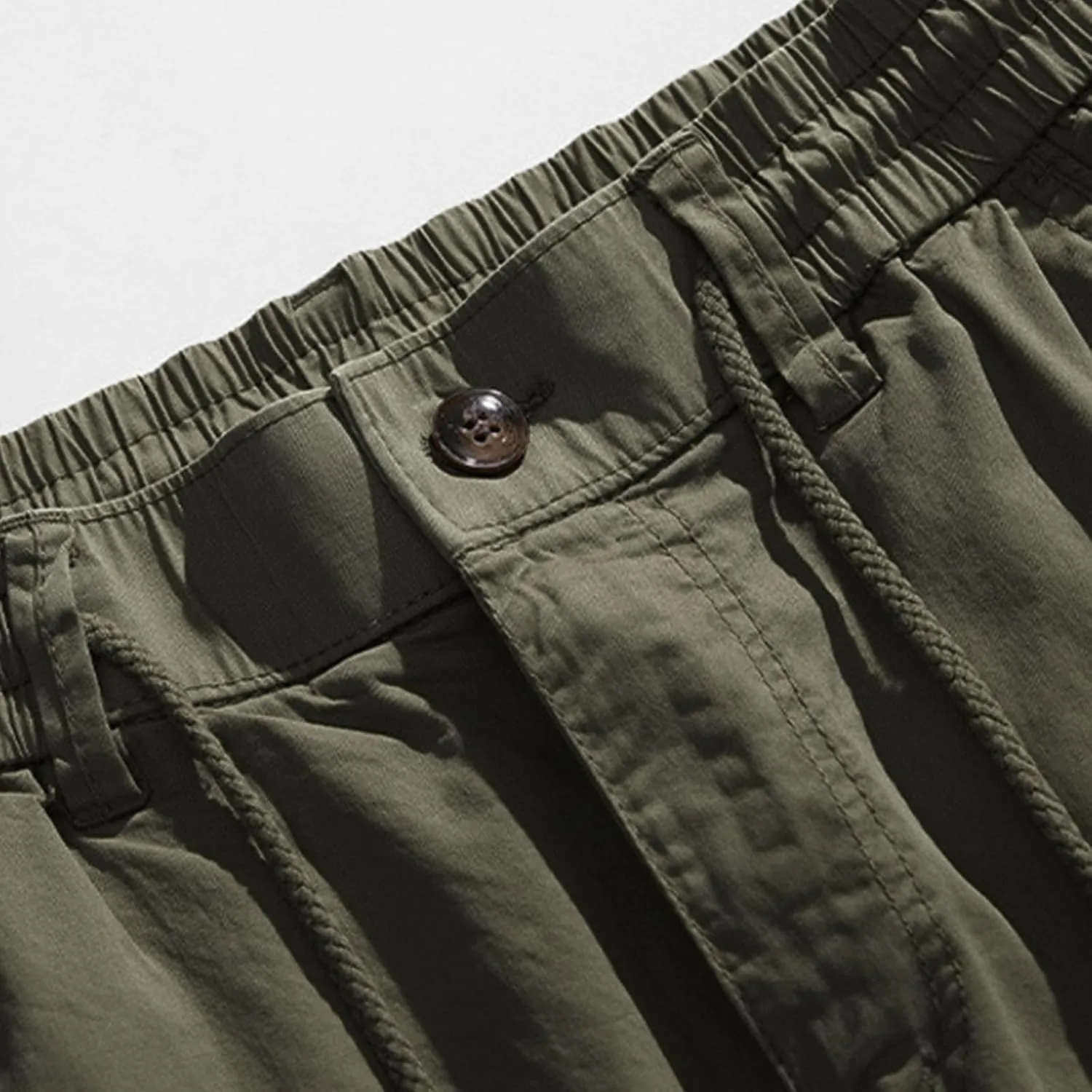 Mens Cargo Pants Drawstring Elastic Waist Work Joggers for Men Outdoor Camping Travel Trousers with Pocket