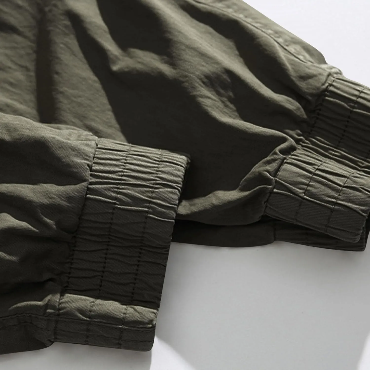 Mens Cargo Pants Drawstring Elastic Waist Work Joggers for Men Outdoor Camping Travel Trousers with Pocket