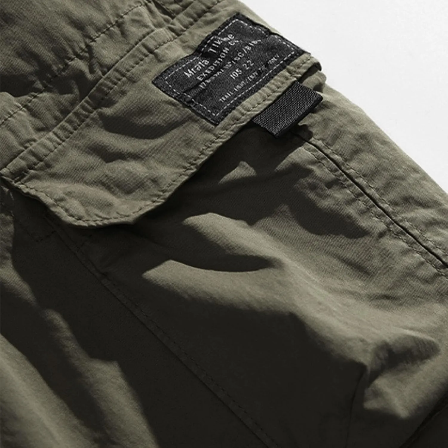 Mens Cargo Pants Drawstring Elastic Waist Work Joggers for Men Outdoor Camping Travel Trousers with Pocket