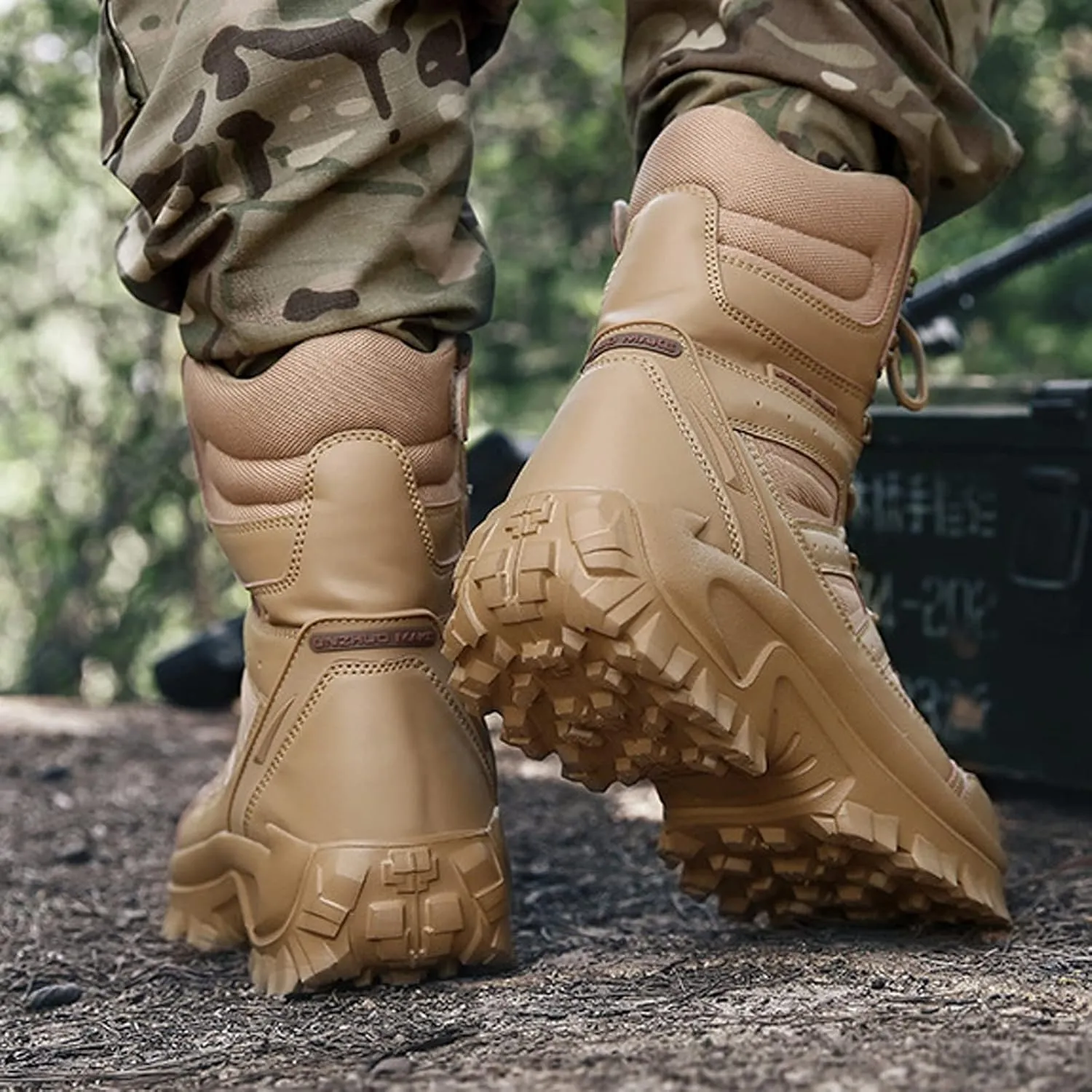 Mens Hiking Boot Anti-Slip High Top Lightweight Waterproof Travel ​Outdoor Trekking Work Shoes Sand-EU45/US11