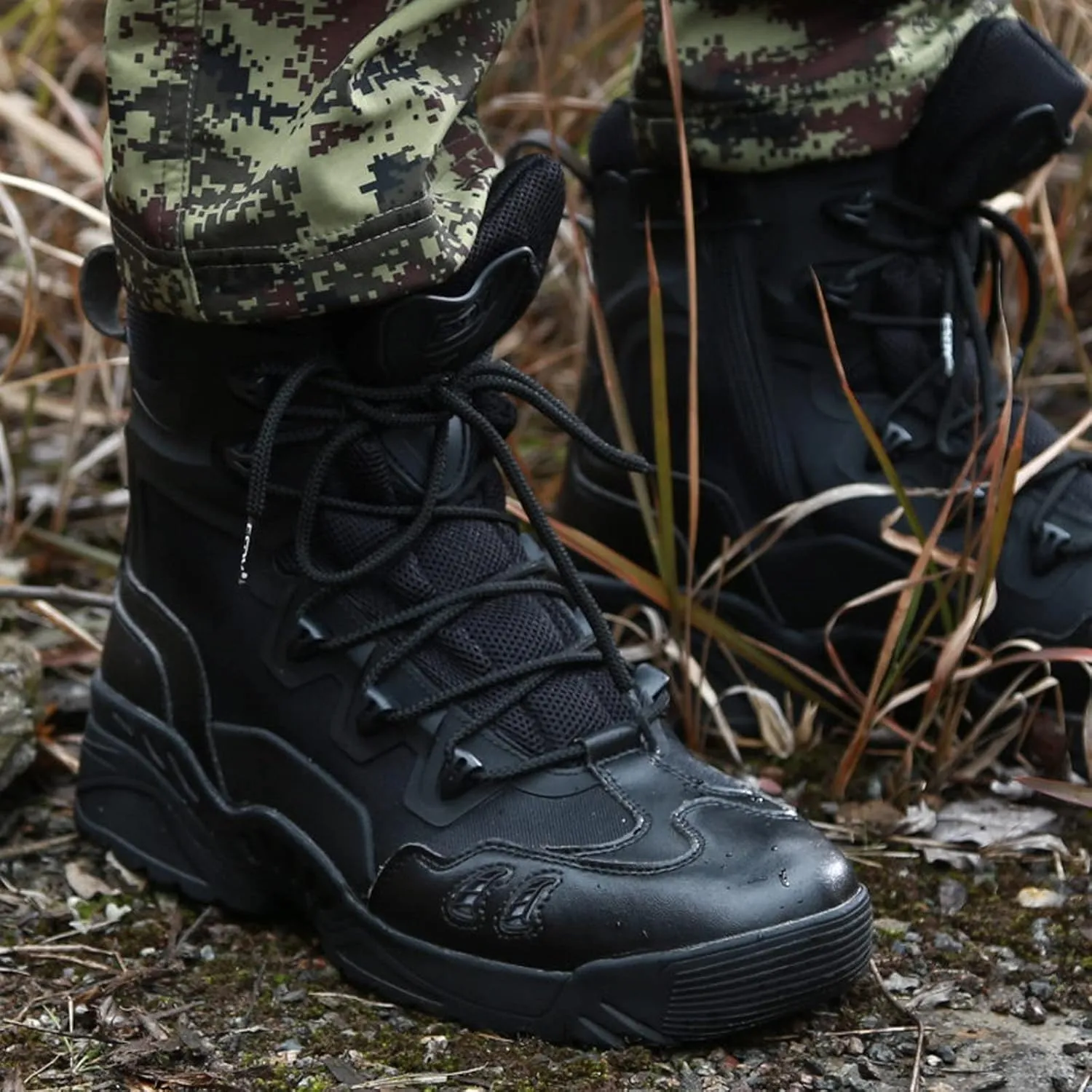 Men's Hiking Boots Waterproof Lightweight High Rise Outdoor Trekking Walking Shoes-Black||EU44/US10