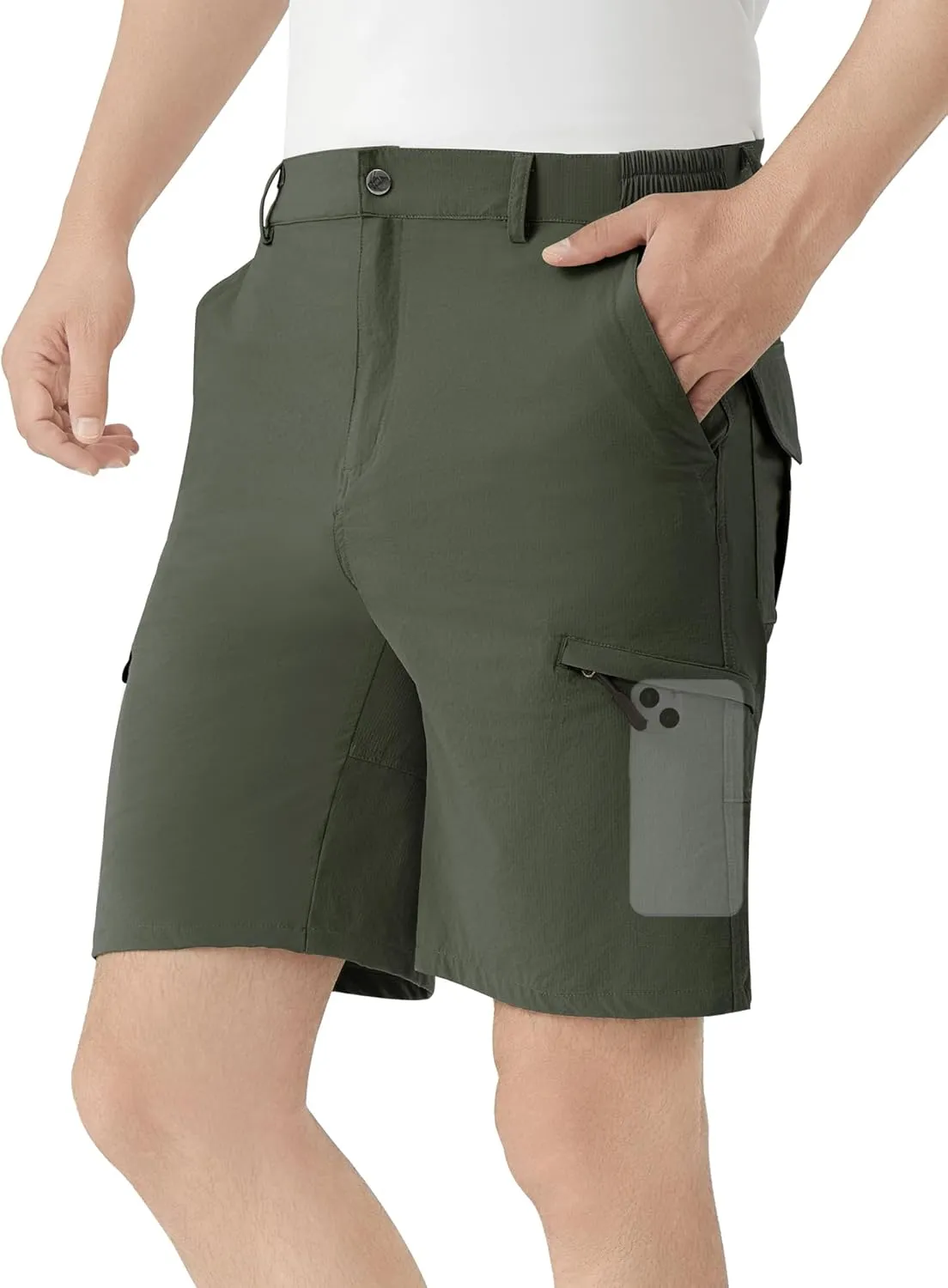 Men's Hiking Cargo Shorts 9" Stretch Quick-Dry Lightweight Outdoor Work Shorts with 6 Pockets for Casual Camping Fishing Golf