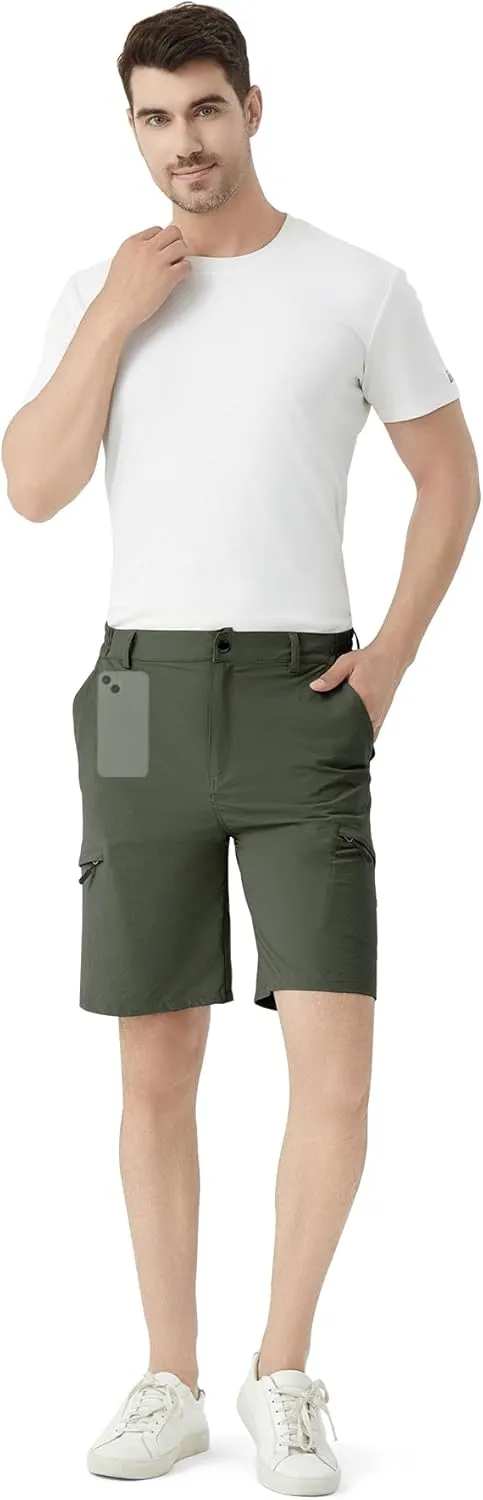 Men's Hiking Cargo Shorts 9" Stretch Quick-Dry Lightweight Outdoor Work Shorts with 6 Pockets for Casual Camping Fishing Golf