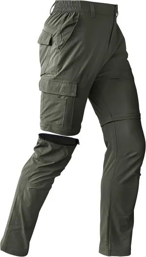 Mens Hiking Convertible Pants Waterproof Lightweight Quick Dry Zip Off Fishing Outdoor Cargo Work Trekking Trousers