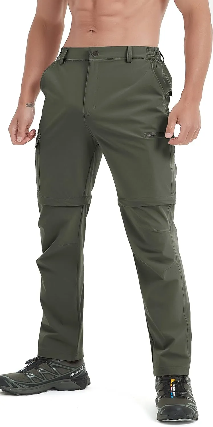 Mens Hiking Convertible Pants Waterproof Lightweight Quick Dry Zip Off Fishing Outdoor Cargo Work Trekking Trousers