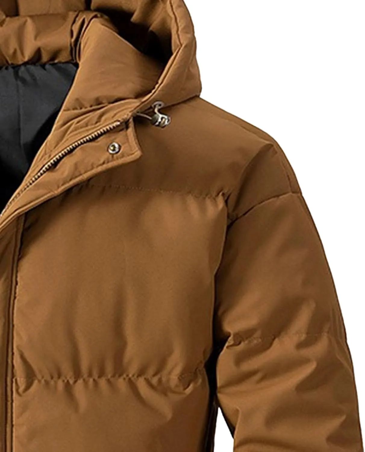 Mens Hooded Warm Quilted Jacket Winter Coat Insulated Puffer Jacket Water-Repellent Windproof Parkas Outerwear