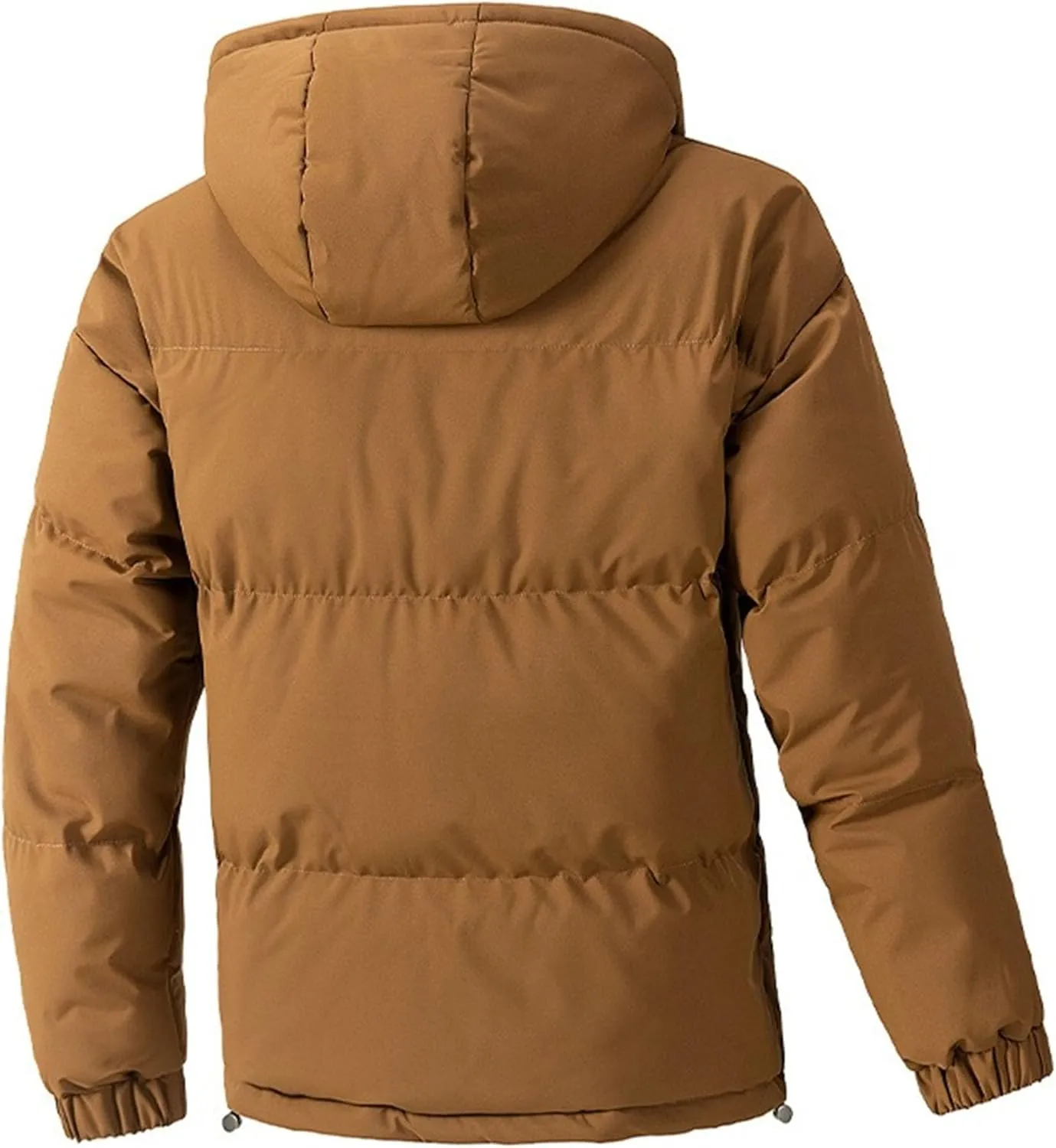 Mens Hooded Warm Quilted Jacket Winter Coat Insulated Puffer Jacket Water-Repellent Windproof Parkas Outerwear