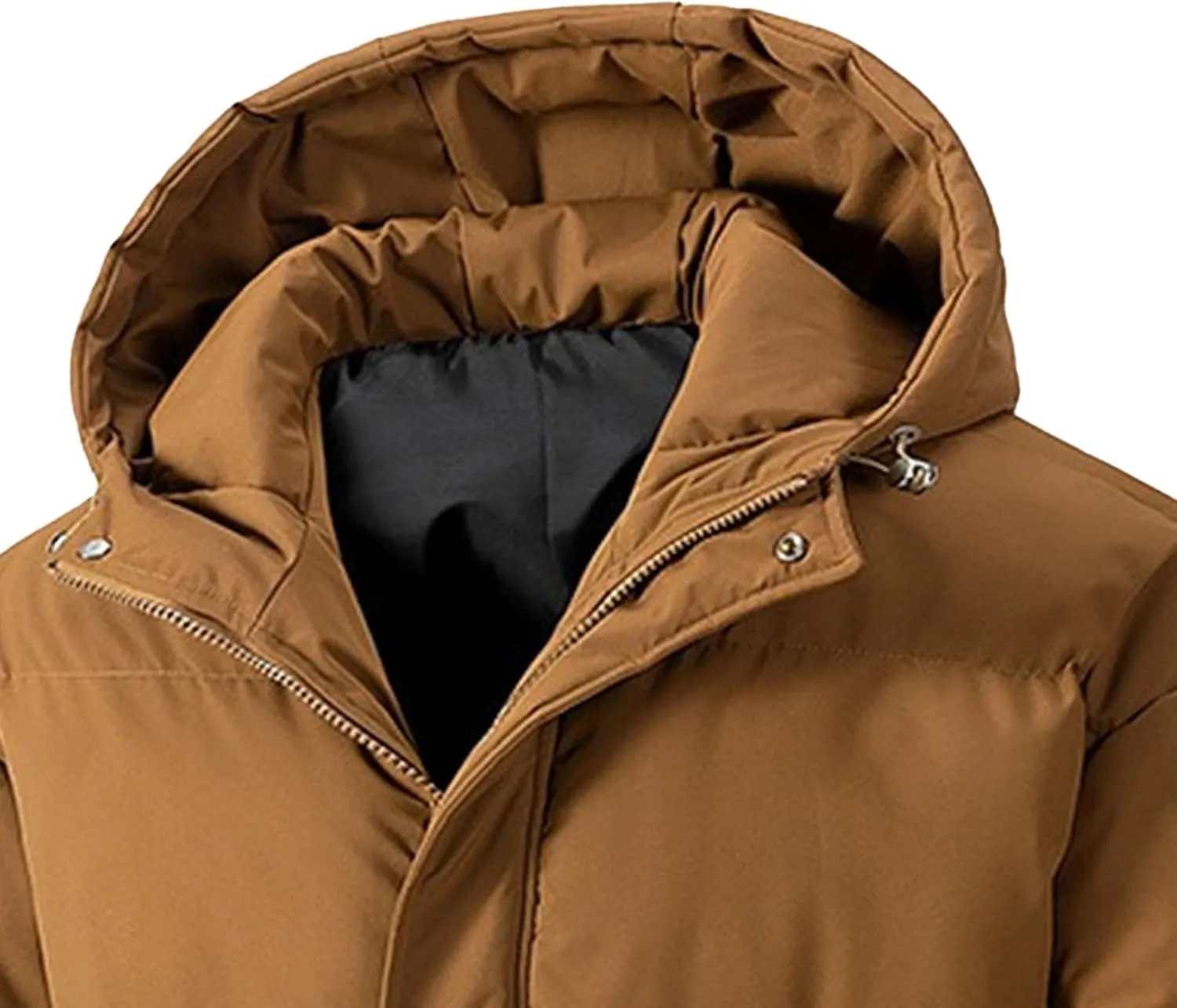 Mens Hooded Warm Quilted Jacket Winter Coat Insulated Puffer Jacket Water-Repellent Windproof Parkas Outerwear