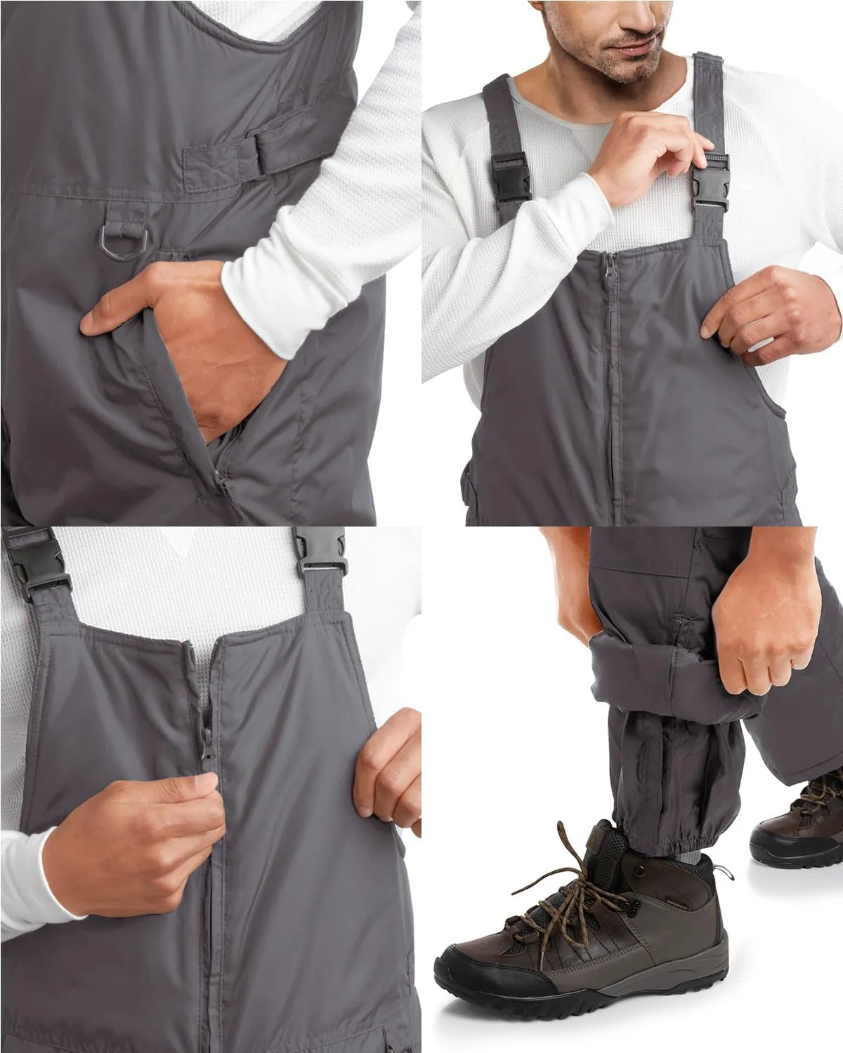 Men’s Snow Bib – Insulated Waterproof Snow Pants Ski/Snowboard Overalls (S-2XL)