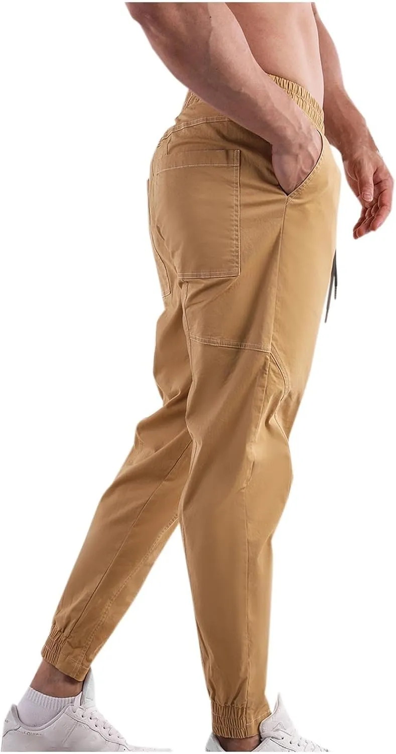 Mens Sports Pants Casual Slim Fit Elastic Waist Sweatpants for Men Outdoor Work Athletic Gym Running Joggers