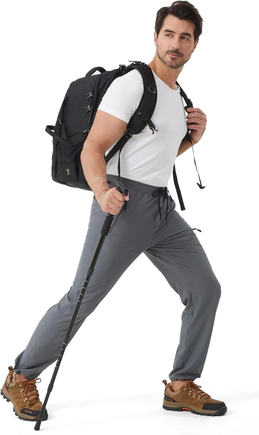 Mens Stretch Hiking Pants Cargo Quick Dry Lightweight Water Resistant Outdoor Fishing Pants Adjustable Bottom Pockets