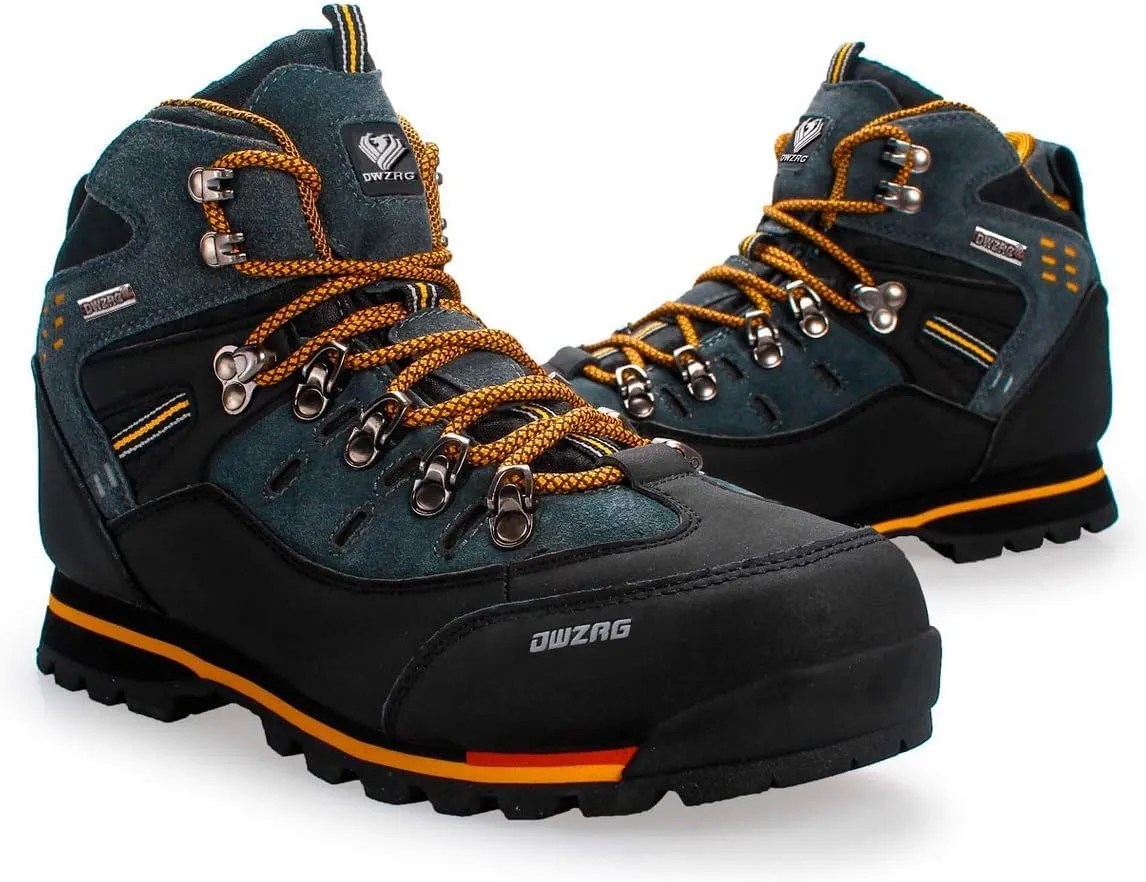 Men's Waterproof Leather mid Hiking Boots Outdoor Non-Slip Lightweight Trekking Sneakers