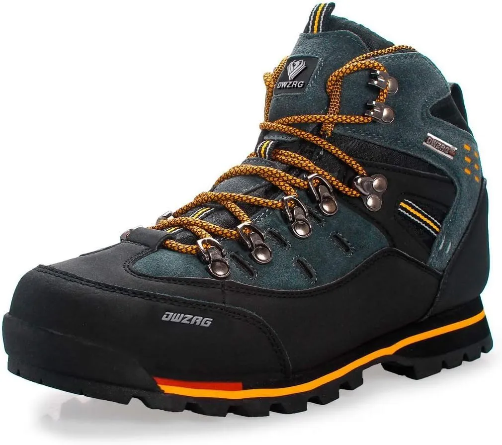 Men's Waterproof Leather mid Hiking Boots Outdoor Non-Slip Lightweight Trekking Sneakers