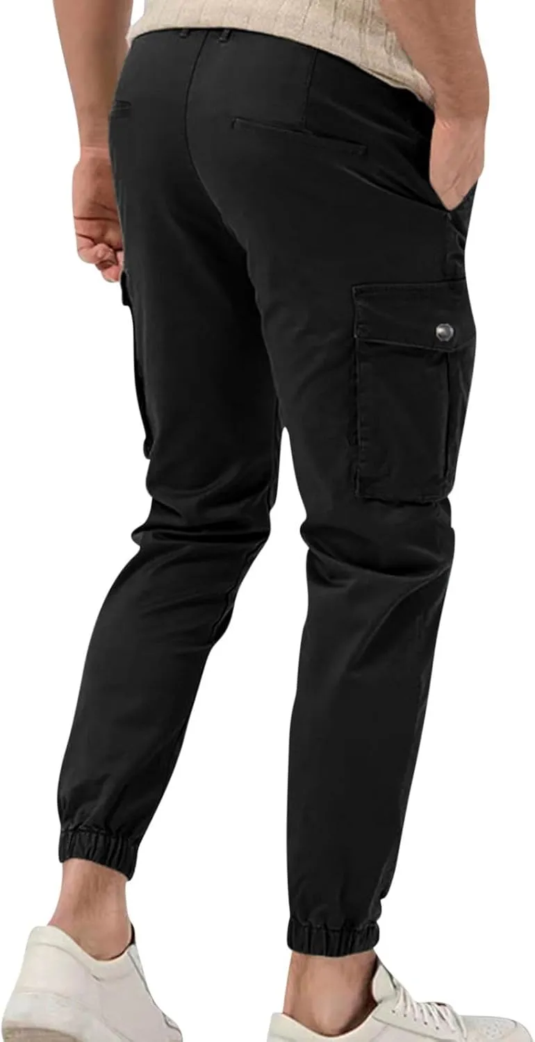 Mens Work Pants Slim Fit Cargo Pants for Men Tactical Tapered Trousers with Pocket Athletic Outdoor Joggers