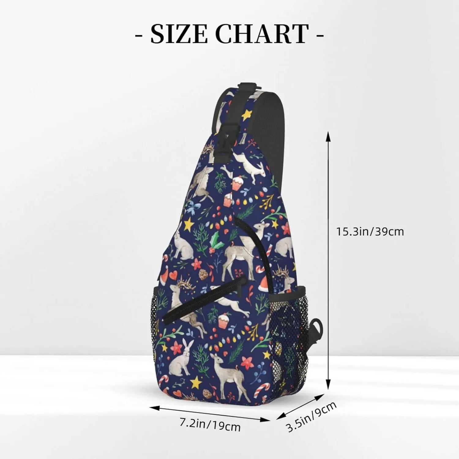 Merry Christmas Sling Backpack,Christmas Snowflake Crossbody Shoulder Backpack Adjustable Sling Bag for Men Women