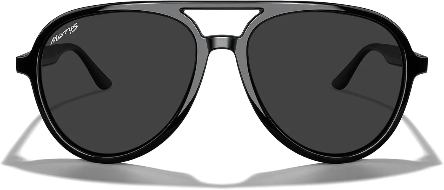 MERRY'S Classic Polarized Aviator Sunglasses For Womens Mens Retro Double Bridge Aviators S8376